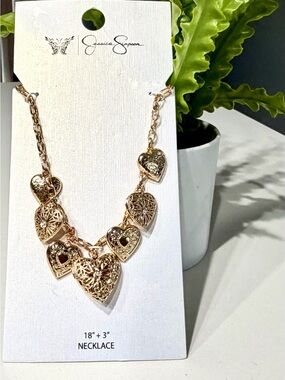 Jessica Simpson Rose Gold Heart Layered Necklace